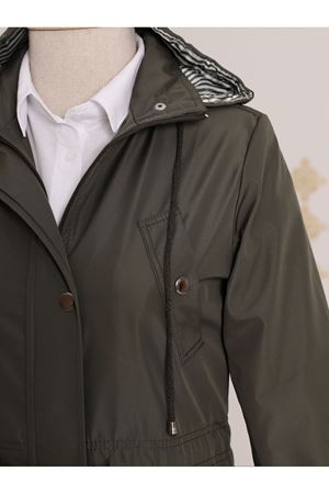 Astarı Çizgili Trençkot - Haki