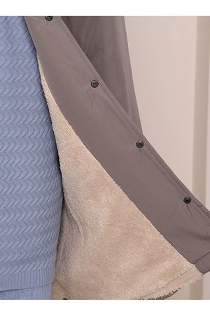 Çıkma Kapşonlu Çıtçıtlı Cepli Kısa Kaban-Gri